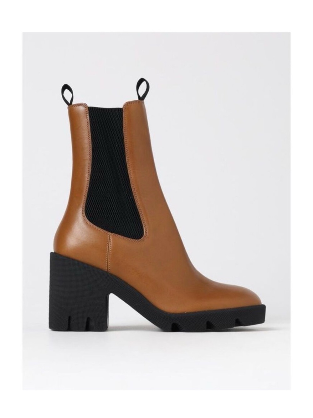 Burberry Stride Block Heel Chelsea Boots Hazel Brown Leather IT 36.5 / US6.5 NWT